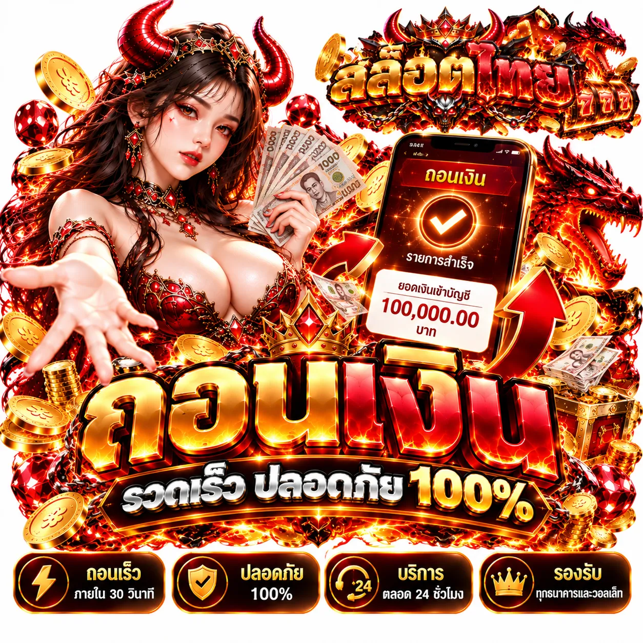 ฝาก ถอน อัตโนมัติ 24 ชั่วโมง 2 วินาทีก็เล่นได้ ไม่ต้องแจ้ง